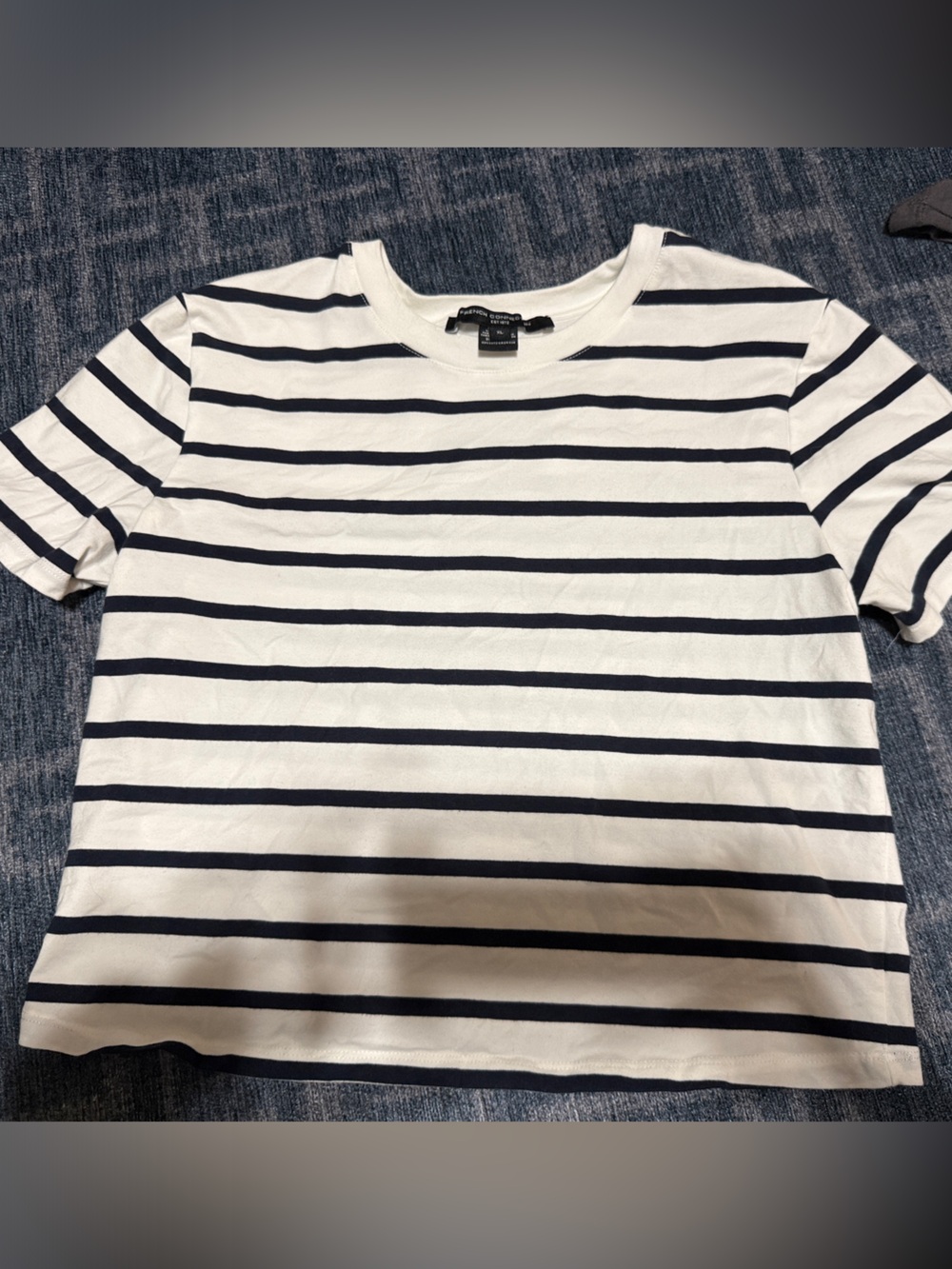 French connection White and Navy Striped Short-Sleeve Tee